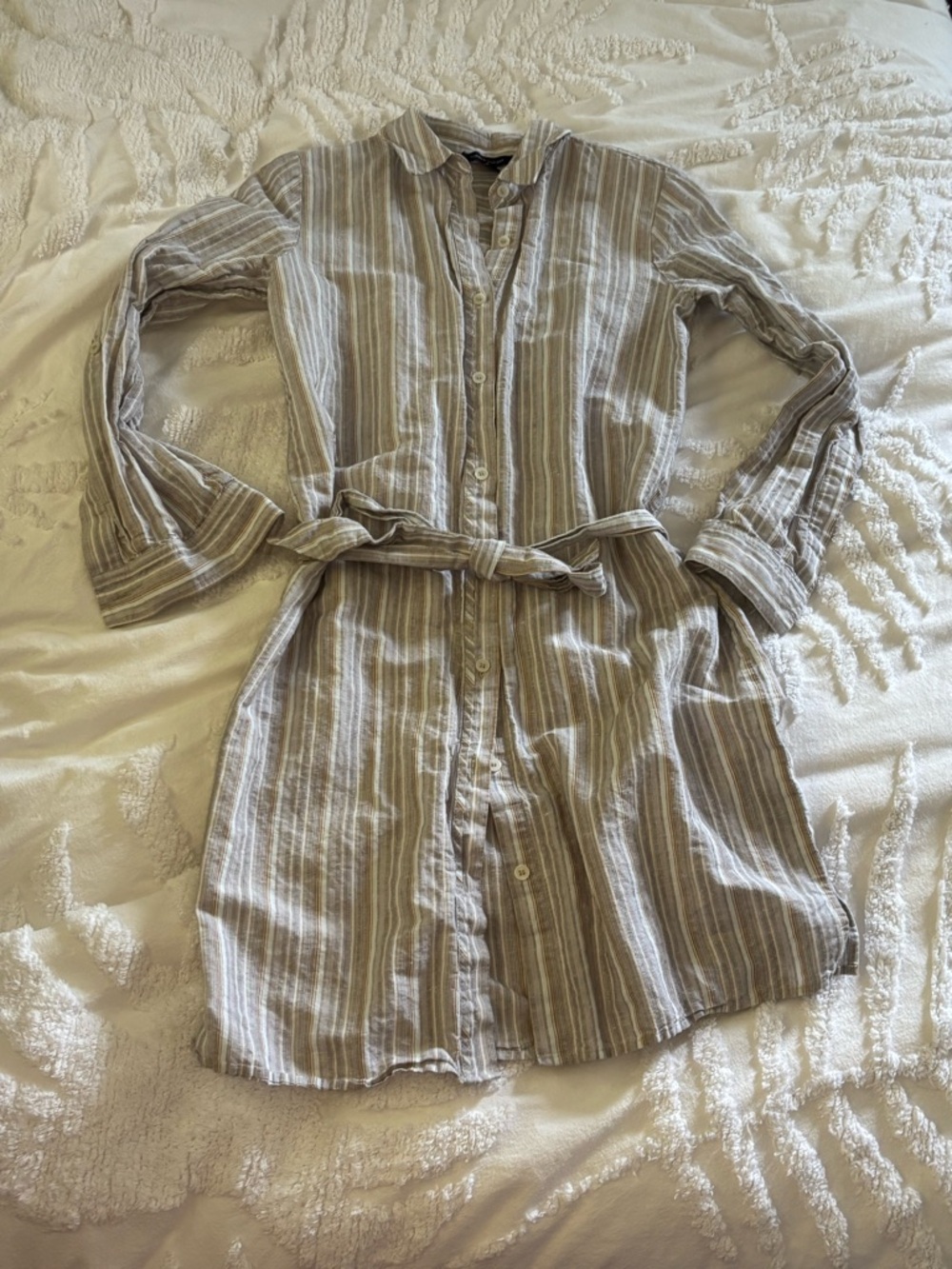Tommy Hilfiger Neutral Striped Button-Up Shirt Dress - Picture 14 of 14